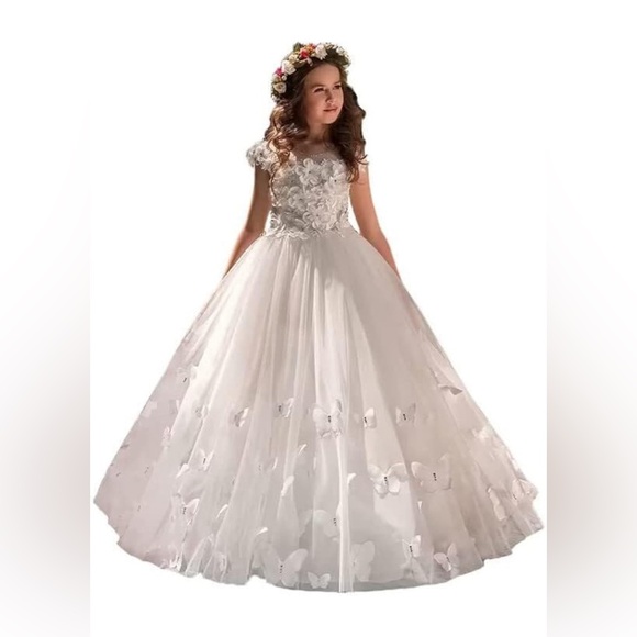 Other - Flower Girl Dresses for Wedding Ball Gown Long Lace Appliques Tulle Party Pagean